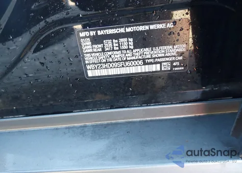 2025 BMW I4 Gran Coupe Edrive40 z USA, uszkodzony, nr VIN WBY23HD09SFU60006